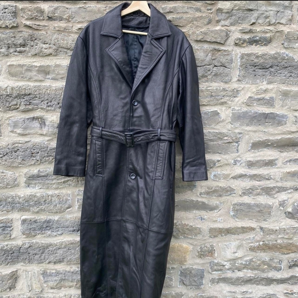 Beautiful Vintage Genuine Buttery Leather Trench Coat with Belt